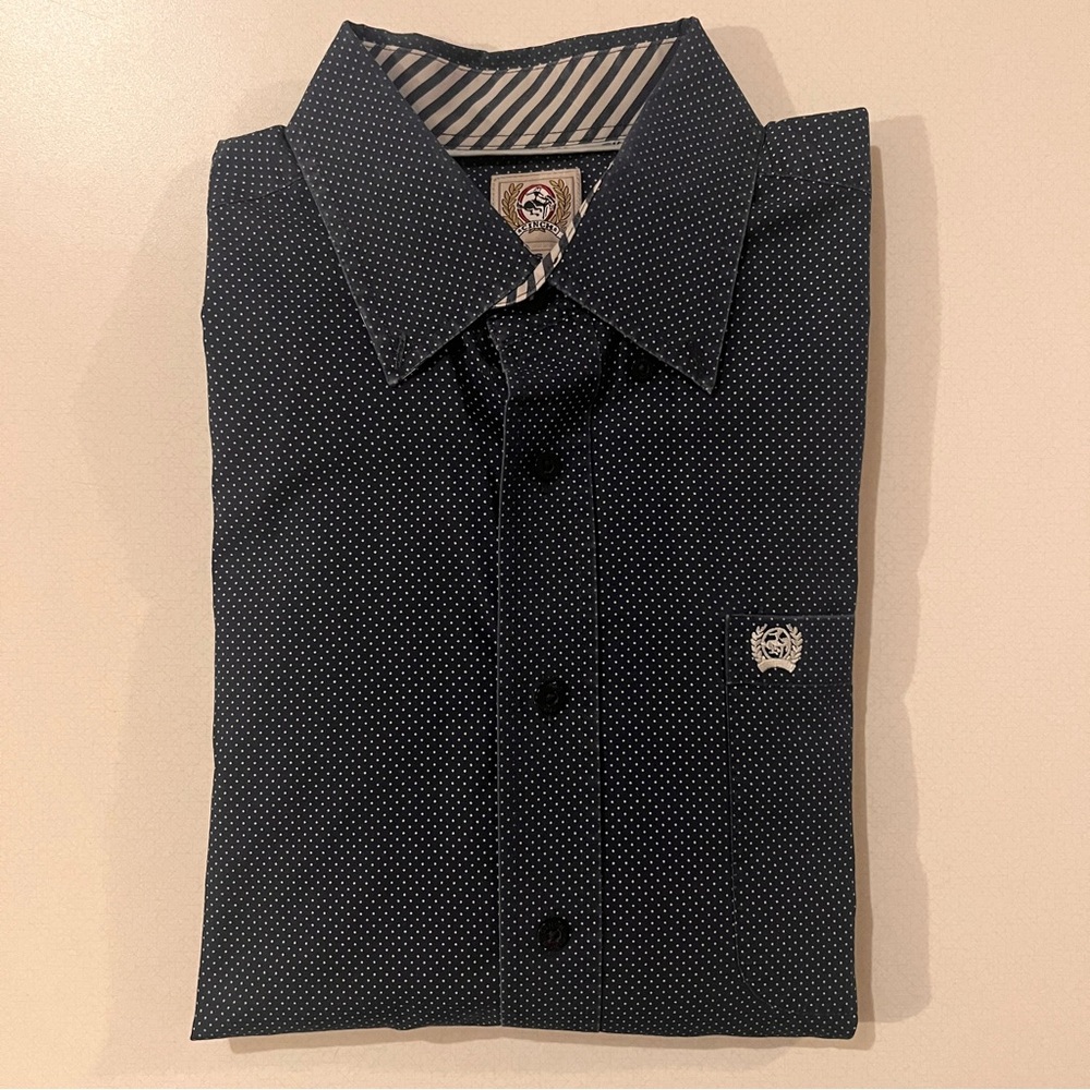 Cinch Men's Classic Fit Button Down Shirt - Navy Polka Dot